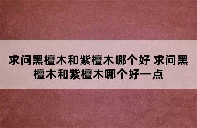 求问黑檀木和紫檀木哪个好 求问黑檀木和紫檀木哪个好一点